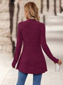 EMERY ROSE Chaqueta casual de mujer de unicolor simple con nudo retorcido en la cintura, de otoño - Burdeos - Ver 2