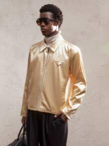 AKNOTIC Party Woven Slim Fit Stand Collar Long Sleeve Jacket For Men, Suitable For Autumn, For Fall Winter - Yellow - View 4