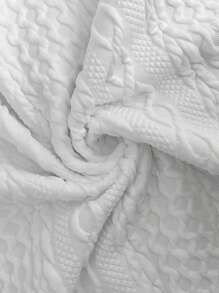 SHEIN EZwear Plus Size Women Casual Solid Color Textured Dropped Shoulder Loose Pullover Sweatshirt, Spring/Autumn - White - View 3