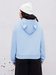 Coolman Artist Plus Size Casual Loose Fit Warm Thick Thermal Lined Hooded Sweatshirt, For Holiday, Spring, Festival, For Workout, Western Wear