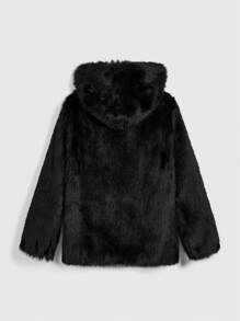 ROMWE Grunge Punk Áo khoác rộng tai mèo mềm mại phong cách Y2K - màu đen - Xem 2