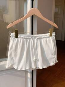 Comfortcana Women's Home Texture Semi-Sheer Shorts - White - View 3