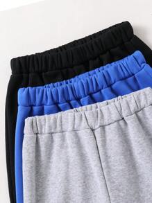 SHEIN 3pcs Sporty Set For Older Boys, Includes Casual Stylish Minimalist Dual White Striped Sweatpants For School, Suitable For Spring, Autumn And Winter Daily Outfits