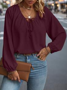 Koszula w dużym rozmiarze, wiosenno-jesienna, swobodna, w jednolitym kolorze, z rękawami typu latarnia