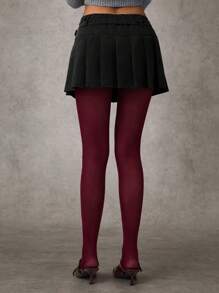 SHEIN BAE Women Gray Solid Color Commuter/Fashionable Versatile/Girlfriends' Gathering/Office Siren/Greyscale Outfit Pleated Casual Mini Skirt/Pleated Mini Skirt/Pleated Woven Twill Skirt/Skater Skirt/Going Out Skirt