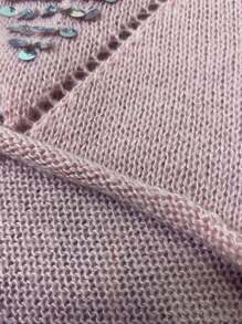 SHEIN Unity Pull tricoté casual à encolure ronde, épaules tombantes, avec accent de sequins brillants et effet ajouré, pour femmes grandes tailles. Idéal pour le printemps, l'automne et l'hiver - Prune - Voir 7