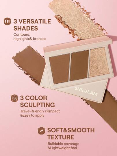 SHEGLAM Trio Hero Face Palette-Otter Brand Beauty Cosmetic Makeup For Women And Girls