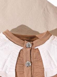 SHEIN Young Girl Casual Color Block Knitted Sweater Dress, Autumn - Green - View 4