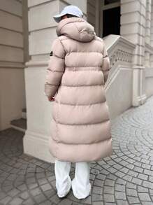 EURMUSE Long Padded Coat Zip Up Zipper Detailed - Beige - View 2