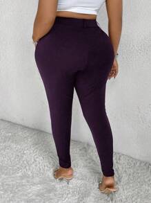 EMERY ROSE Plus Size Casual Commuter Simple Solid Color Slim Fit Pants