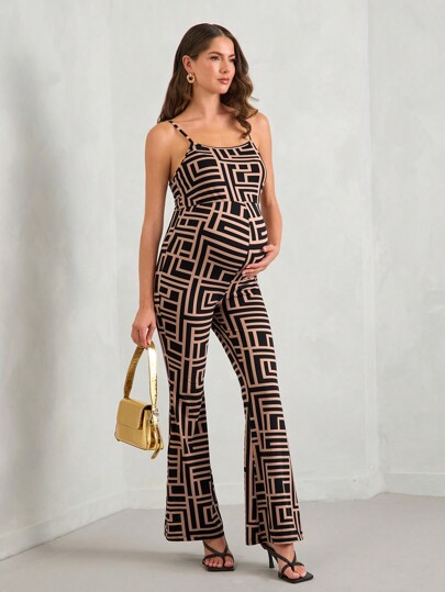 MaterniChic Mono de tirantes acampanado de rayas para maternidad, para fiesta