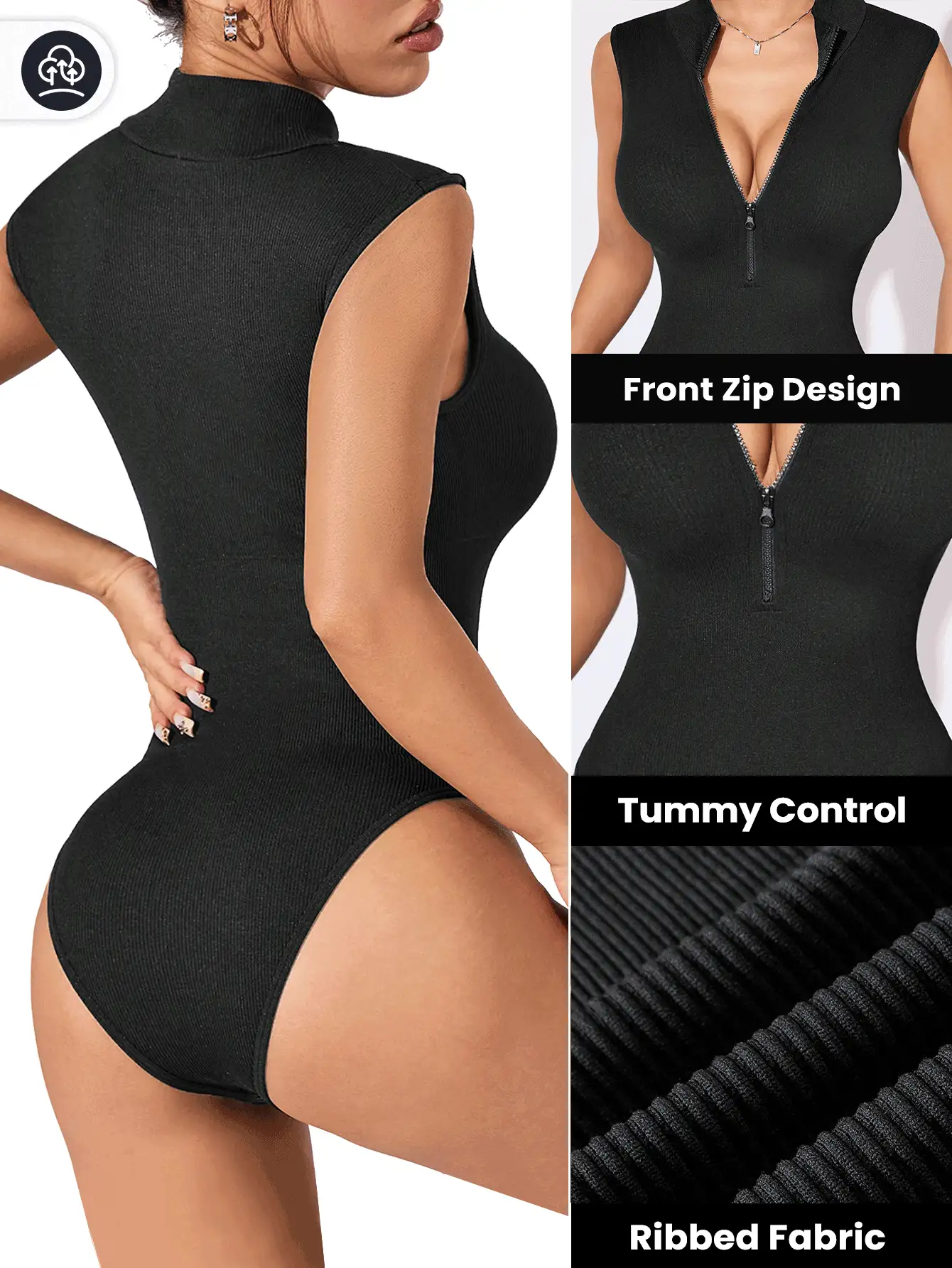 Easithlete 1pc Seamless High Stretch Zipper Sports Jumpsuit