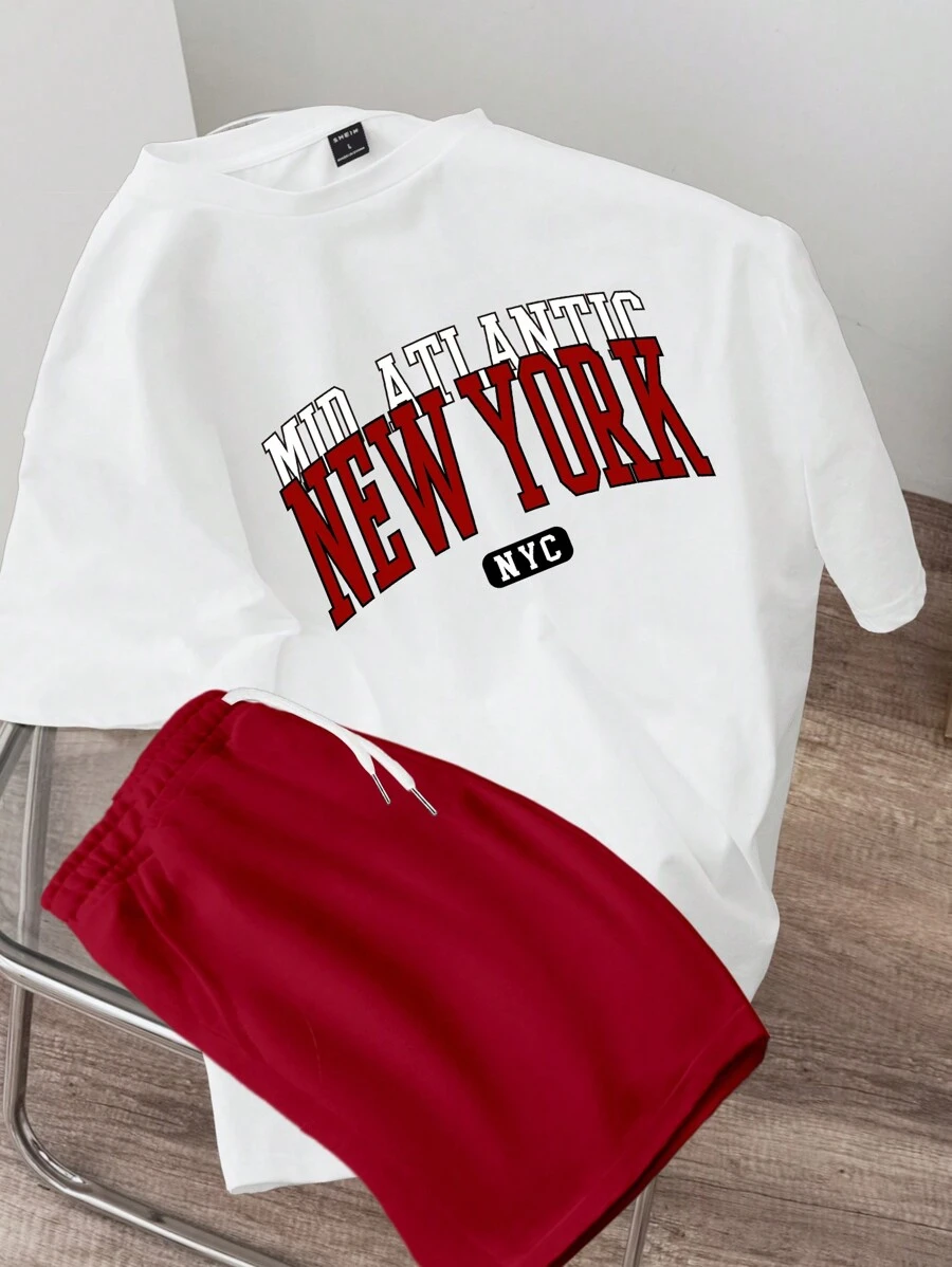 Manfinity Joysei Men's Fitted Knit Top And Woven Shorts Set, Cozy Outfits - Multicolor - View 1