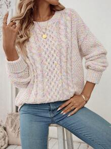 SHEIN LUNE Women's Casual Minimalist French Style Long Sleeve Sweater
