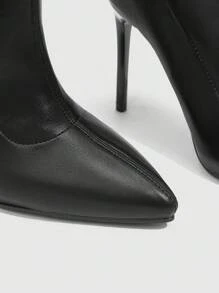 CUCCOO SZL 女士时尚黑色尖头细高跟踝靴，性感别致，适合工作、约会、派对、圣诞节和新年假期氛围秋冬