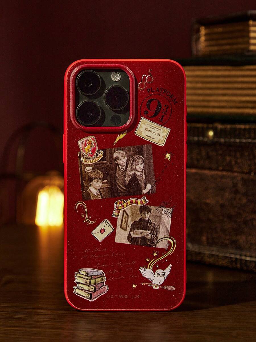 HARRY POTTER X SHEIN Funda de teléfono con estampado de personajes y letras, regalo - Burdeos - Ver 1