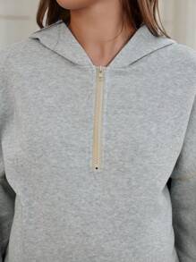 SHEIN Sudadera con capucha casual y forrada térmicamente para mujeres embarazadas, apta para otoño/invierno, para maternidad