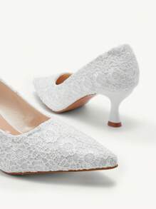 CUCCOO HITCHD 女士高跟尖头复古刺绣时尚后带高跟鞋 - 白色 - 查看 5