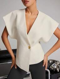 Hauture Elegant White Blouse With Butterfly Brooch