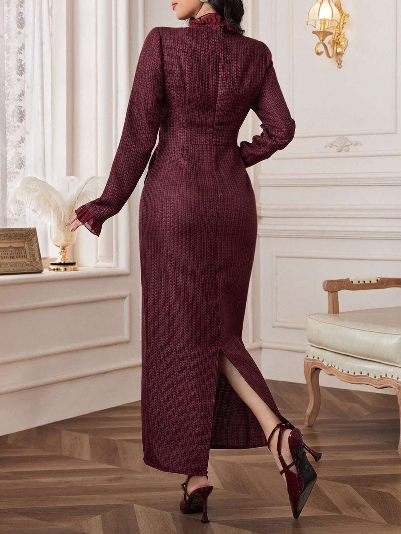 Modelyn فستان نسائي أنيق بأكمام طويلة وأزرار فردية...