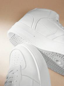 CUCCOO EASI Spring/Fashionable Thick-Soled Height-Increasing Women's Casual Shoes With Front Lace-Up, Waterproof Platform, White Color Sports Shoes Casual Shoes School Supplies Back To School Shoes For Women Sneakers Spring Shoes Easter Trainers