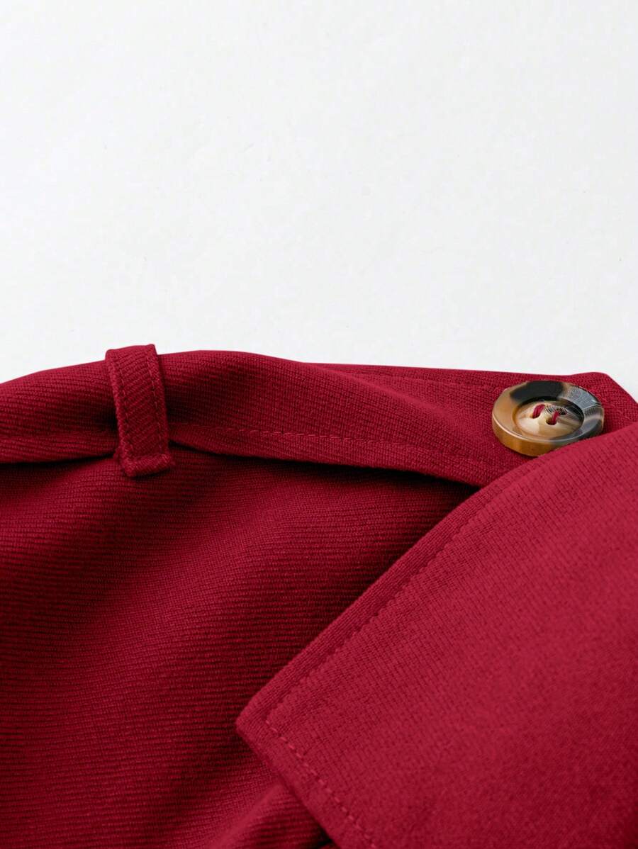 SHEIN Privé Plus Size Women TurnDown Collar Long Sleeve MidLength