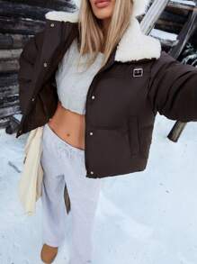 Aveloria Affinna 复古设计厚 PU 皮革配毛领短款摩托车风格加厚棉服外套，秋冬装新品