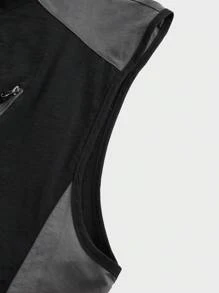 In My Nature 男士撞色前拉链休闲户外背心夹克 - 黑色 - 查看 5