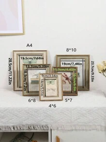 SHEIN 1 pezzo Cornice per foto stile vintage europeo con bordi dorati, decoro per la casa, regalo per amici, decorazione per San Valentino, matrimonio, compleanni, marrone/cachi