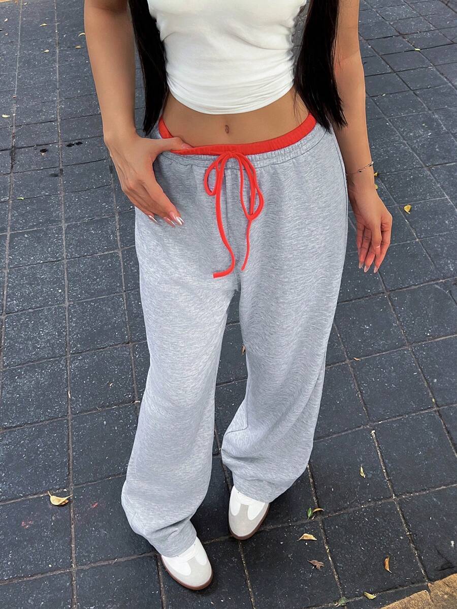 SHEIN Unity Women Drawstring Waist Color Block Casual Sweatpants, Suitable For Outdoor Leisure - Multicolor - View 1