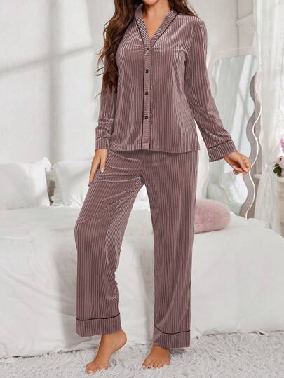 LuxeNights Fluwelen Long Sleeve Cardigan Lounge Pants Women Fluffy Pajama Set Cozy Elegante s, Fall Clothes view 5