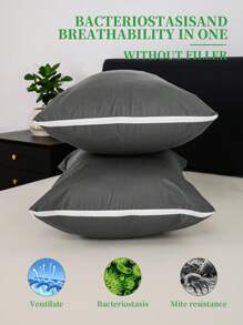 2pcs Waterproof Pillow Protectors (2 Sets) - Made Of Breathable TPU Material With Low Allergy, 2 Zipperable Pillow Covers - Dark Grey - View 7