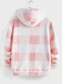 Manfinity VCAY Áo khoác trùm đầu in họa tiết kẻ caro Buffalo Relaxed Fit dành cho nam (Không bao gồm áo phông) - Hồng - Xem 2