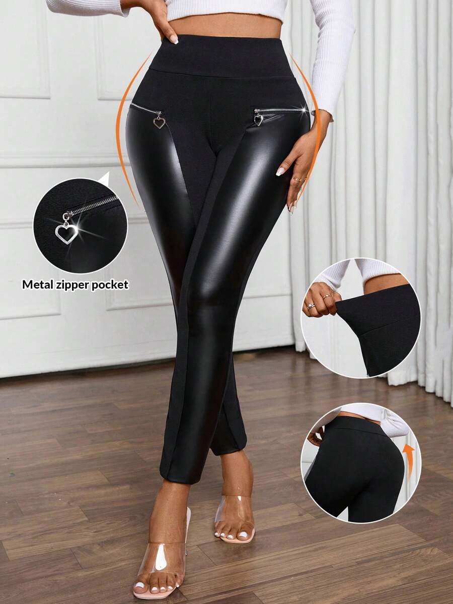 SHEIN Lady Damskie jesienno-zimowe eleganckie czarne obcisłe spodnie