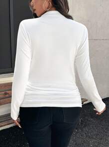 SHEIN Clasi Plus Size Women's Solid Round Neck Long Sleeve Casual T-Shirt, Autumn