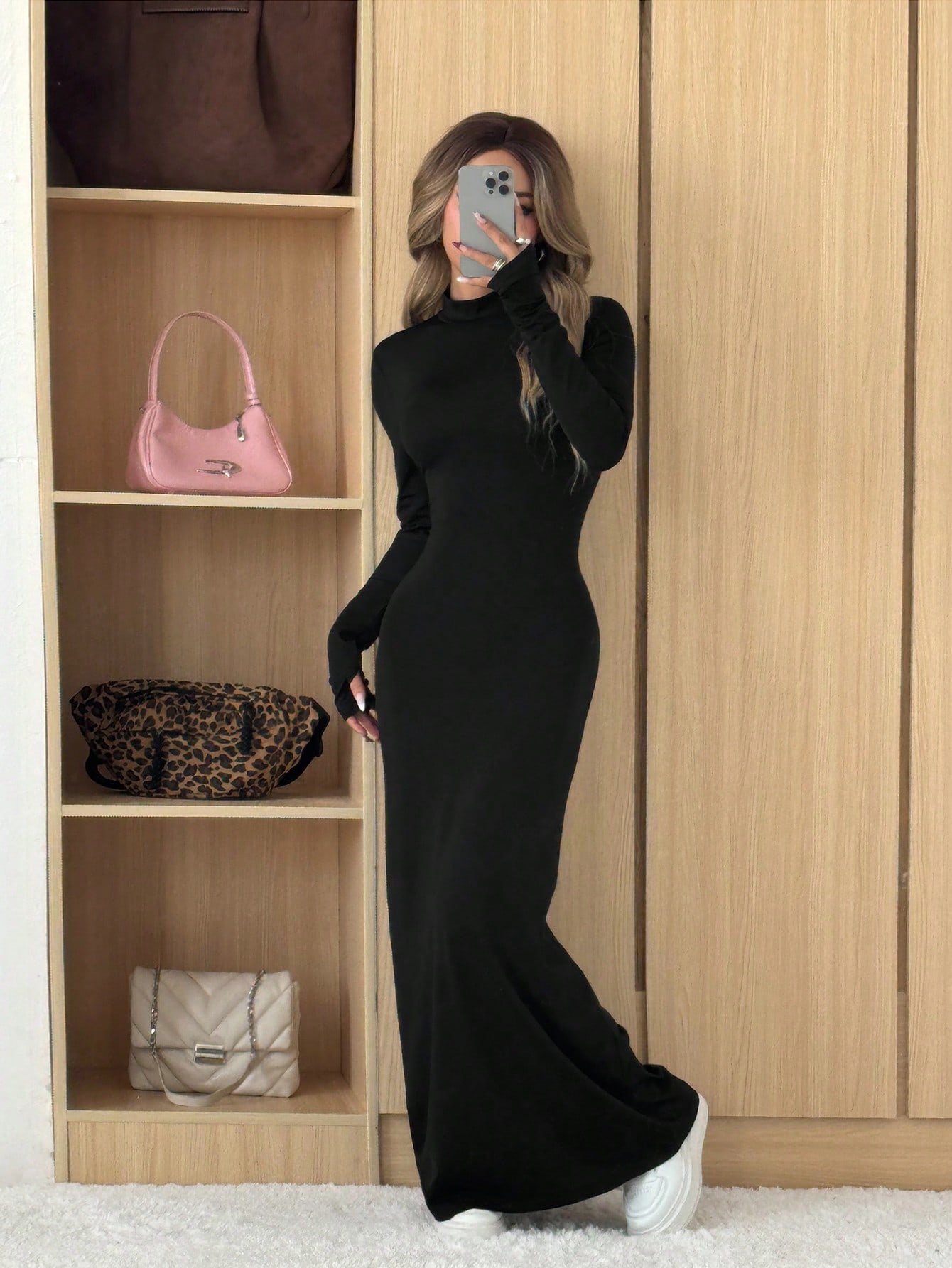 SHEIN EZwear فستان ماكسي أنيق للنساء بألوان سادة ع...