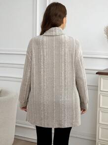 SHEIN LUNE Plus Size Turtleneck Long Sleeve Simple T-Shirt, Casual Everyday Wear Plus Size Fall Clothes, For Winter