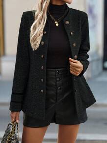 EMERY ROSE Chaqueta casual regular de mujer con botones delanteros y mangas largas