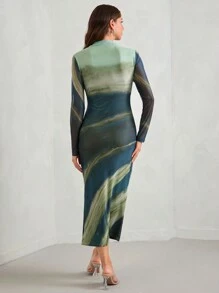 MaterniChic Maternity Striped Print Split Thigh, Split Thigh Dress, For Party