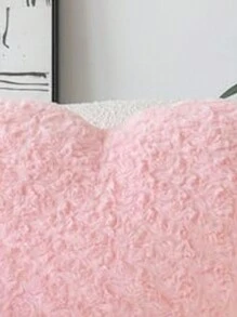 1 件纯色玫瑰和心形设计装饰抱枕，适合客厅沙发、卧室床边，风格多样 - 粉色 - 查看 4