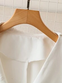 SHEIN Clasi 大码女式长袖西装外套，带水钻装饰，优雅，秋季 - 白色 - 查看 10