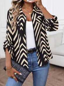SHEIN LUNE Women Casual Autumn/Winter Clothing, Basic Zip-Up Top & Blouse For Everyday Wear