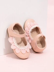 Girls Cute Style Hook-And-Loop Flat Shoes, Spring And Autumn - Dusty Pink - View 2