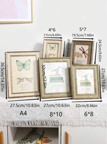 SHEIN 1 pezzo Cornice per foto stile vintage europeo con bordi dorati, decoro per la casa, regalo per amici, decorazione per San Valentino, matrimonio, compleanni, marrone/cachi