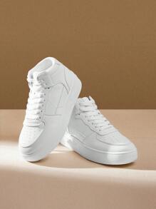 CUCCOO EASI Spring/Fashionable Thick-Soled Height-Increasing Women's Casual Shoes With Front Lace-Up, Waterproof Platform, White Color Sports Shoes Casual Shoes School Supplies Back To School Shoes For Women Sneakers Spring Shoes Easter Trainers