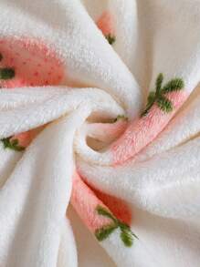 SHEIN Explorewe 青少年女孩休闲草莓印花长袖连帽毛绒睡袍家居服 - 彩色 - 查看 4