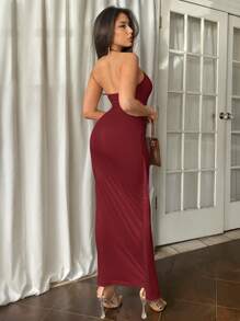 Firerie Sukienka damska bez rękawów morelowa z wywiniętym wzorem na lato