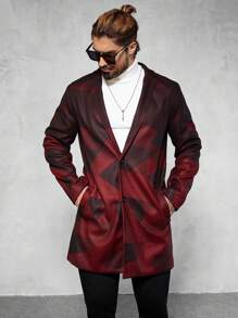 Manfinity Homme Herren Lässig Jacke mit geometrischem Muster und Kontrastfarbe, Herbst/Winter - Schwarz - Übersicht 4