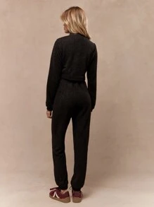 MISSGUIDED Zip Through Collar Full Sleeve Crop Top With Slim Elastic Waist Jogger Cozy 2 Piece Sweater Loungewear Set