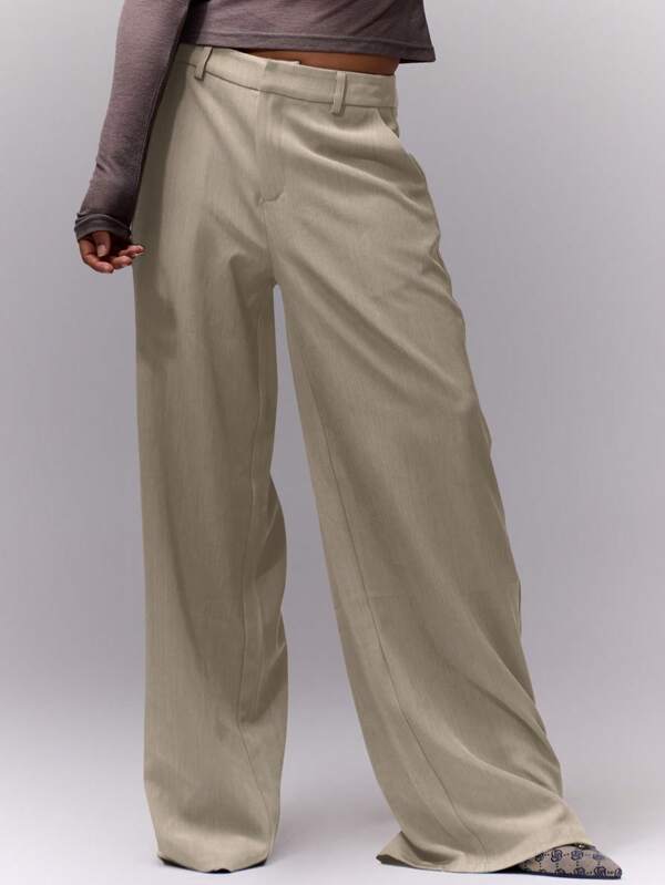 MUSERA MUSERA Pantaloni de rochie Croiți Loose Fit Spring Old Money Boho, Eleganti, Sărbători